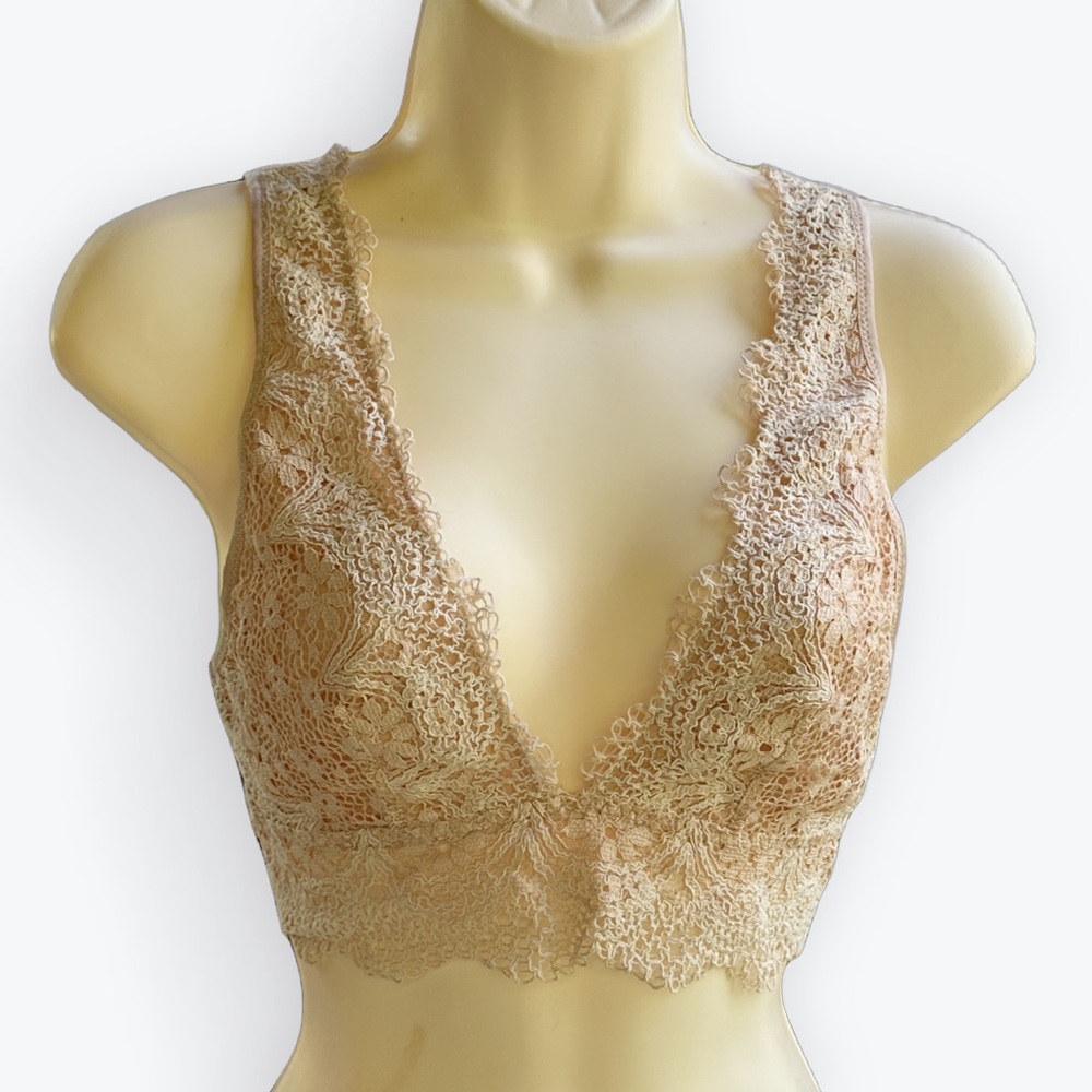 Ethereal Coquette Boho Fairycore Vintage-Inspired Lacy Cream Bralette ~ Small
